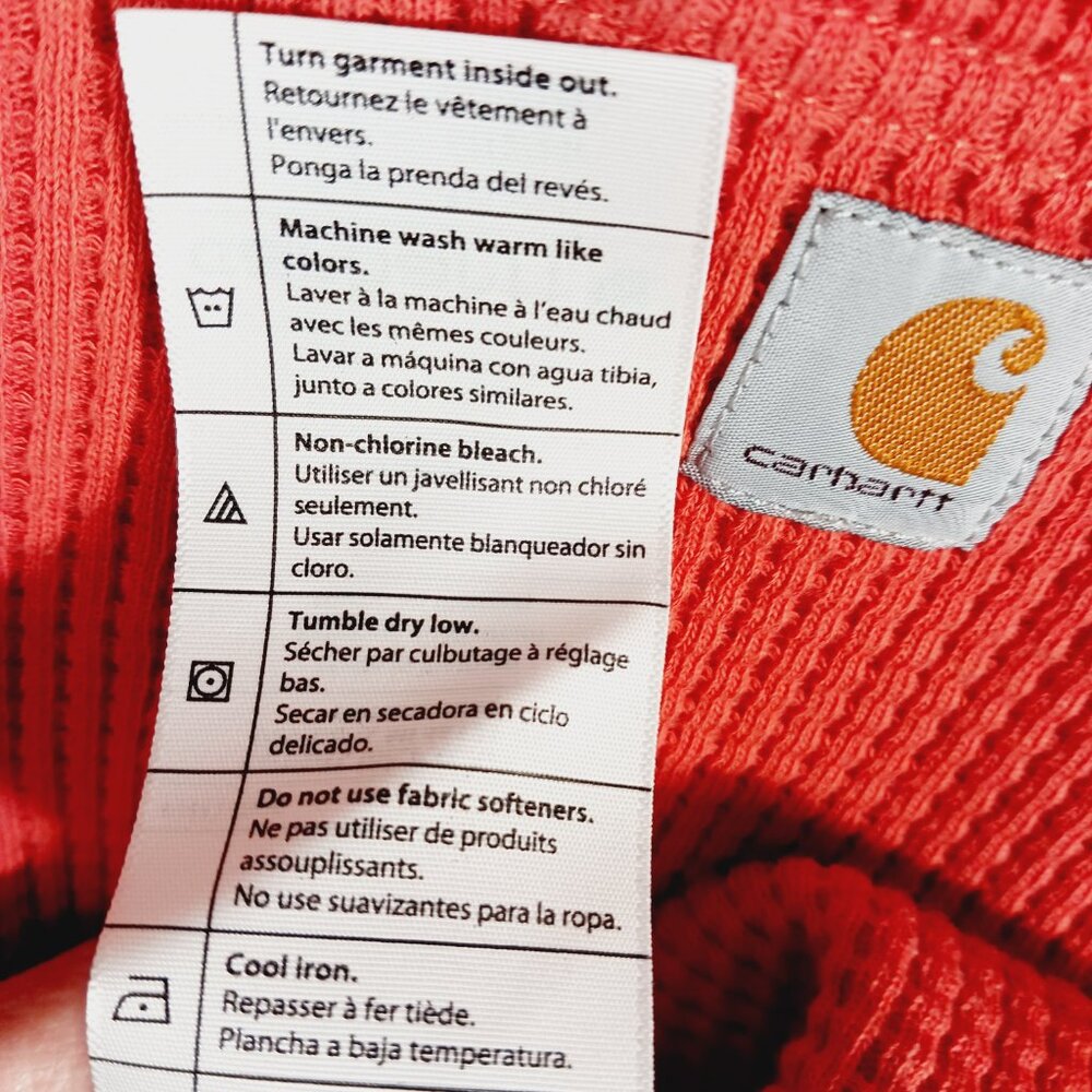 Carhartt, Relaxed Fit Waffle Thermal Long Sleeve, Front Pocket w/ Logo, L 12/14 - Picture 15 of 16
